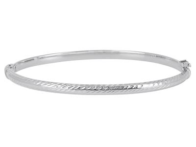 Ziseliertes Vierkant-rohrarmband 4 Mm, 55 X 65 Mm, 18k Weißgold - Standard Bild - 1