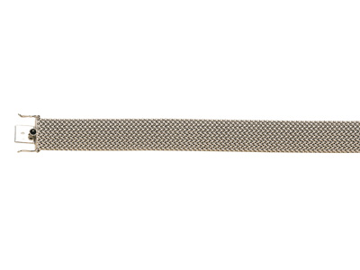 Armband Aus Glatten Polnischen Maschen 16 Mm, 19 Cm, 18 Karat Weißgold - Standard Bild - 1
