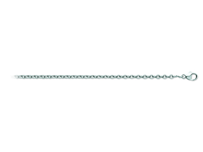 Kette Panzerkette Rund 1,30 Mm, 50 Cm, 18k Weißgold Rhodiniert - Standard Bild - 1
