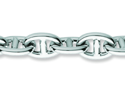 Armband Marine For\at Hohlmasche 10mm, 20 Cm, 18k Weißgold Rhodiniert - Standard Bild - 2