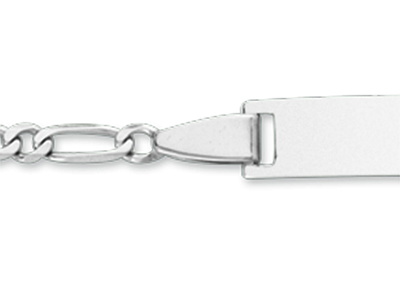 Baby Identitätsarmband Mit Alternierender Masche 1/1,14 Cm, 18k Weißgold - Standard Bild - 2