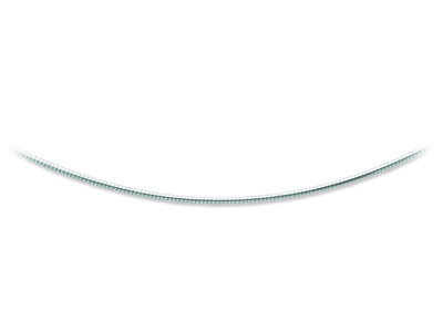 Omega-halskette Rund Gewickelt 1,9 Mm, 45 Cm, 18k Weißgold, Rhodiniert - Standard Bild - 1
