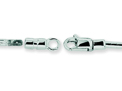 Omega-halskette, Rund 1,5 Mm, Abnehmbare Endstücke, 42 Cm, 18k Weißgold, Rhodiniert - Standard Bild - 3