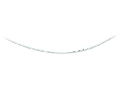 Omega-halskette, Rund 1,5 Mm, Abschraubbare Endstücke, 45 Cm, 18k Weigold, Rhodiniert