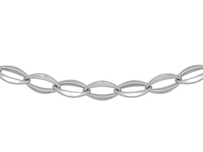 Halskette Ovale Breite Maschen 10,5 Mm, 45 Cm, 18k Weißgold - Standard Bild - 3