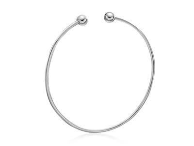 Massiver Armreif, Runddraht 1,5mm, Ovale Form 60 Mm, 18k Weißgold - Standard Bild - 1