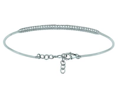Spangenarmband Diamanten 0,21ct, Sicherheitskette, 58 Mm, 18k Weigold