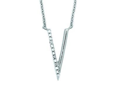 Halskette Motiv V Kleines Modell, Diamanten 0,05ct, 40-45 Cm, 18k Weigold