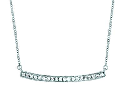 Halskette Barrette Diamanten 0,12ct, Kette For\at Ordinaire, 42-44-45 Cm, 18k Weißgold - Standard Bild - 1