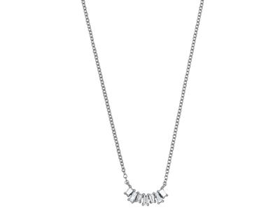 Halskette Kurvenlinie 7 Diamanten 0,22ct, 38-40-42 Cm, 18k Weißgold - Standard Bild - 1