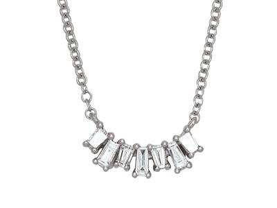 Halskette Gebogene Linie 7 Diamanten 0,22ct, 38-40-42 Cm, 18k Weißgold - Standard Bild - 2
