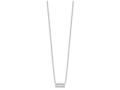 Halskette Mit Rechteckmotiv, Baguette- Und Runddiamanten 0,24ct, 42-45cm, 18k Weißgold - Standard Bild - 1