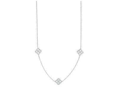 For\at-rundgliederkette, 3 Ineinander Verschlungene Kreise, 38-40 Cm, Weißgold 18k - Standard Bild - 1