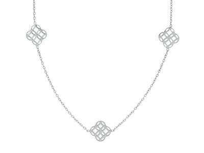 For\at-rundgliederkette, 3 Ineinander Verschlungene Kreise, 38-40 Cm, Weißgold 18k - Standard Bild - 2