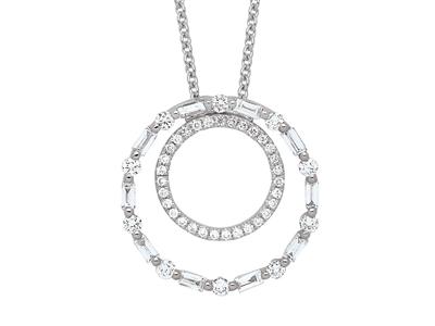 Doppelte Halskette Kreis Diamanten 0,44ct, 38-40 Cm, 18k Weißgold - Standard Bild - 1
