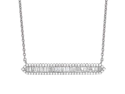 Halskette Linie Baguette-diamanten Und Rund 0,49ct, 40-42 Cm, 18k Weigold