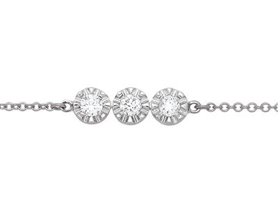 Armband Mit 3 Pastillen In Illusionsfassung, Diamanten 0,10ct, 16-17-18 Cm, Orgris 18k - Standard Bild - 2