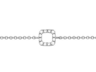 Armband Mit Motiv Quadrat An Kette, Diamanten 0,05ct, 15-17-18 Cm, 18k Weigold