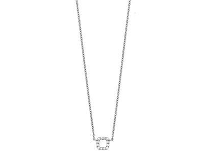 Halskette Mit Motiv Quadrat An Kette, Diamanten 0,05ct, 4042 Cm, 18k Weigold