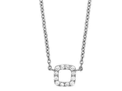 Halskette Mit Motiv Quadrat An Kette, Diamanten 0,05ct, 40/42 Cm, 18k Weißgold - Standard Bild - 2