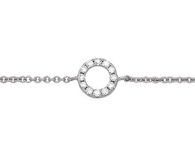 Armband Mit Kreismotiv An Kette, Diamanten 0,05ct, 15-17-18 Cm, 18k Weigold