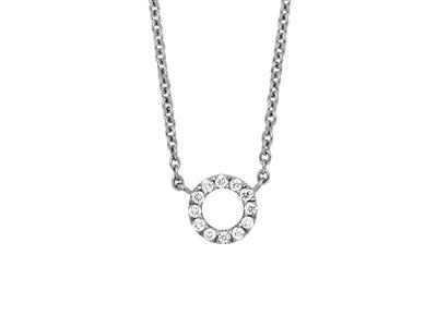 Halskette Mit Kreismotiv An Einer Kette, Diamanten 0,05ct, 4042 Cm, 18k Weigold