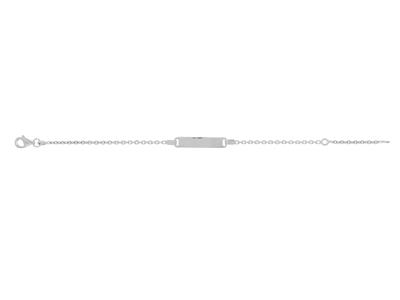 Baby Identity Forcat Mesh Diamant 1,5 Mm, Rechteckige Platte 20 X 4 Mm, 12/14 Cm, 18k Weißgold - Standard Bild - 1