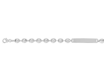 Junior Identity Kaffeebohnen 5 X 6,5 Mm, Rechteckige Platte 30 X 5 Mm, 18 Cm, 18k Weißgold - Standard Bild - 3