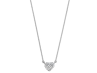Halskette Herz Mit Diamant-pavé 0,07ct, 40-42-44 Cm, 18k Weißgold - Standard Bild - 1