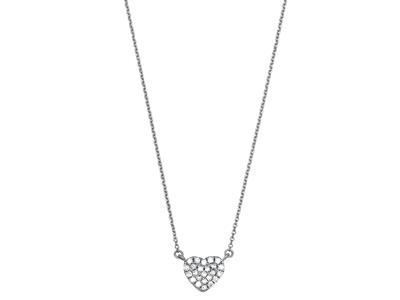 Halskette Herz Mit Diamant-pav{ 0,07ct,40-42-44 Cm, 18k Weißgold - Standard Bild - 1