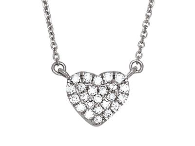 Halskette Herz Mit Diamant-pavé 0,07ct, 40-42-44 Cm, 18k Weißgold - Standard Bild - 2