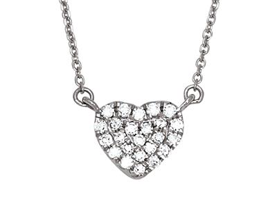 Halskette Herz Mit Diamant-pav{ 0,07ct,40-42-44 Cm, 18k Weißgold - Standard Bild - 2
