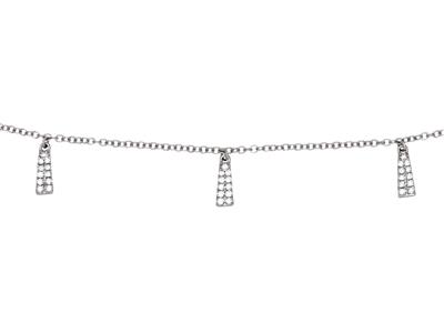 Halskette Mit 5 Diamantmotiven 0,15ct, Massive Runde For\at-kette, 38-40-42 Cm, 18k Weißgold - Standard Bild - 2