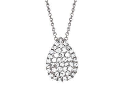 Halskette Mit Diamantanhänger 0,14ct, Birnenform 10 MM 40-42 Cm, Weissgold18k - Standard Bild - 2