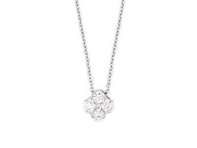 Halskette Mit Blumenmotiv, Diamanten 0,20ct, 38-40-42 Cm, 18k Weigold