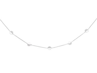 Halskette Mit 5 12 Gefassten Pastillen, Diamanten 0,12ct, 38-40-42 Cm, 18k Weigold