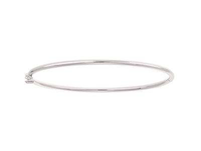 Armreif, Runder Massivdraht 2 Mm, Innendurchmesser 60 Mm, Rhodiniertesgraugold 750 - Standard Bild - 1