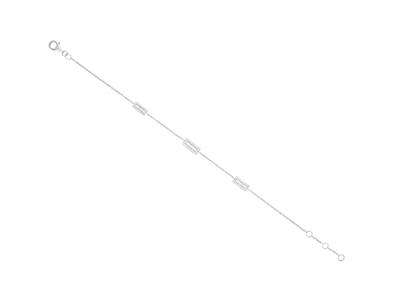Armband Kette Motiv 3 Rechtecke, Diamanten 0,37ct, 16-17-18 Cm, 18k Weißgold - Standard Bild - 1