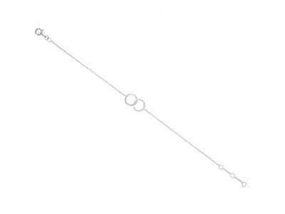 Doppelkreis Armband Kette, Diamanten 0,07ct, 16-17-18 Cm, Weißgold 18k - Standard Bild - 1