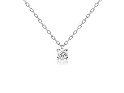 Solitär-halskette Mit For\at-maschen, Diamant 0,10ct, 40-42-45 Cm, 18kweißgold - Standard Bild - 2