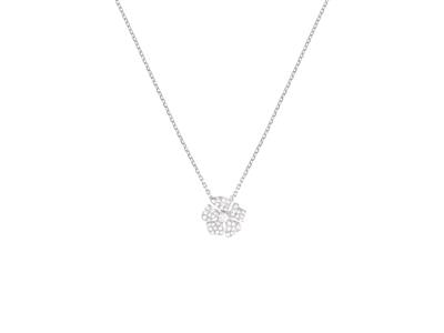 Halskette Blumen, Diamanten 0,31ct,40-42-45 Cm, 18 Karat Weißgold - Standard Bild - 1