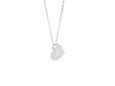 Halskette Geneigtes Herz, Diamanten0,15ct, 40+2 Cm, 18k Graugold - Standard Bild - 1