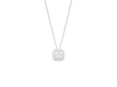 Halskette Mit Quadratischem Motiv, Diamanten 0,18ct, 40-42 Cm, 18k Weißgold - Standard Bild - 1