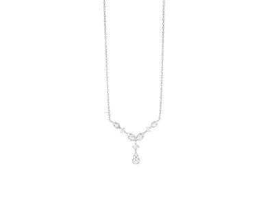 Coll Goutte Diamants 0,21ct Or Gris 18k 40/42cm Msq - Standard Bild - 1