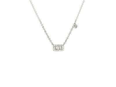 Halskette Mit Rechteckmotiv 4 X 7 Mm, Runde Diamanten Und Baguettes 0,16ct, 40-42,5-45 Cm, 18k Graugold