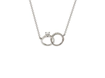 Halskette Engagement 10 X 15 Mm, Diamanten 0,11ct, 40,50-42 Cm, 18k Graugold - Standard Bild - 1