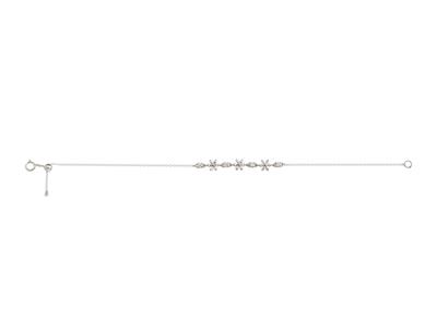 Armband Mit Abwechselnden Blumenmotiven, Diamanten 0,14ct, 18 Cm, 18k Graugold - Standard Bild - 2