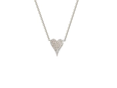 Halskette Mit Verlangertem Herzmotiv, Hohe 10 Mm, Diamanten 0,15ct, 42-45cm, 18k Graugold - Standard Bild - 1