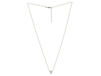 Halskette Mit Verlangertem Herzmotiv, Hohe 10 Mm, Diamanten 0,15ct, 42-45cm, 18k Graugold - Standard Bild - 2