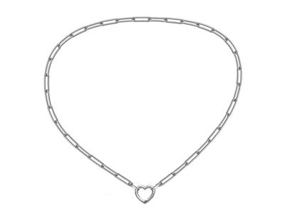 Rechteckige Maschen Halskette, 4,50 X 13,50 MM Maschen In Hohlem Rohr, Herzverschluss, 45 Cm, 18k Graugold. - Standard Bild - 3